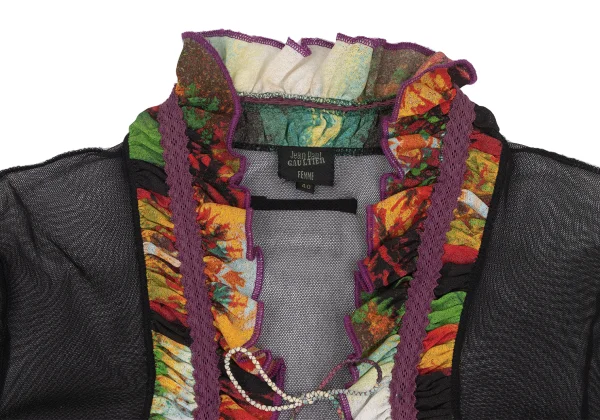 Jean Paul GAULTIER FEMME Mesh Frill Switching Cardigan K-173440_004