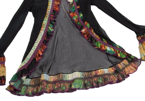 Jean Paul GAULTIER FEMME Mesh Frill Switching Cardigan K-173440_008
