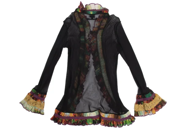 Jean Paul GAULTIER FEMME Mesh Frill Switching Cardigan K-173440_010