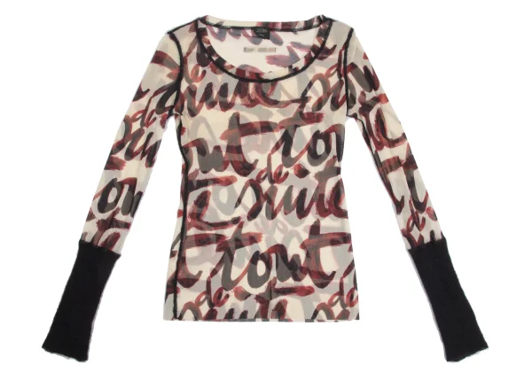 Jean Paul GAULTIER FEMME Lettering Print Mesh T Shirt K-173441_002