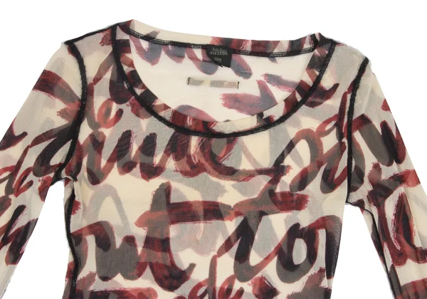 Jean Paul GAULTIER FEMME Lettering Print Mesh T Shirt K-173441_003