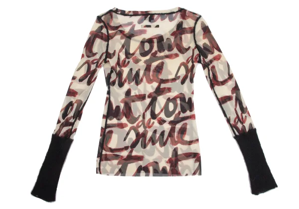 Jean Paul GAULTIER FEMME Lettering Print Mesh T Shirt K-173441_013