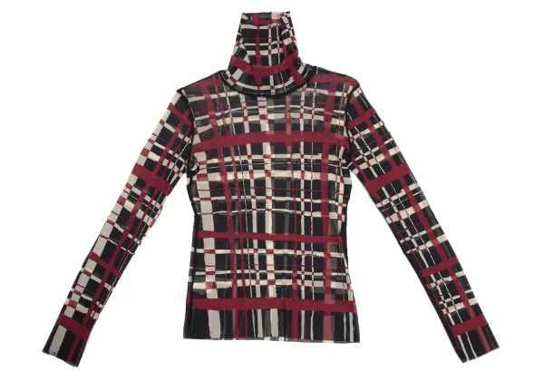 Jean Paul GAULTIER FEMME Hand-drawn Check Print Mesh T Shirt K-173442_002