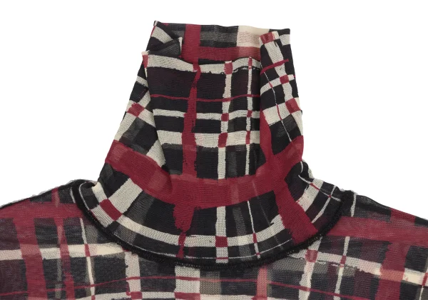 Jean Paul GAULTIER FEMME Hand-drawn Check Print Mesh T Shirt K-173442_004