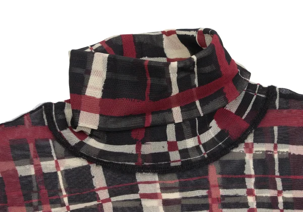 Jean Paul GAULTIER FEMME Hand-drawn Check Print Mesh T Shirt K-173442_005