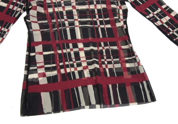 Jean Paul GAULTIER FEMME Hand-drawn Check Print Mesh T Shirt K-173442_008