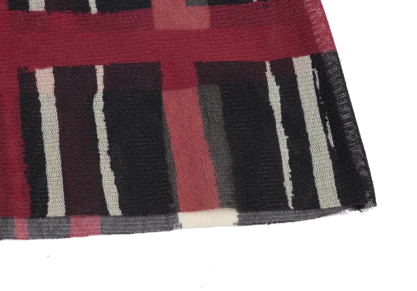 Jean Paul GAULTIER FEMME Hand-drawn Check Print Mesh T Shirt K-173442_009