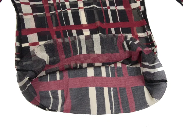 Jean Paul GAULTIER FEMME Hand-drawn Check Print Mesh T Shirt K-173442_010