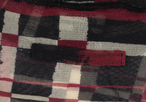 Jean Paul GAULTIER FEMME Hand-drawn Check Print Mesh T Shirt K-173442_012