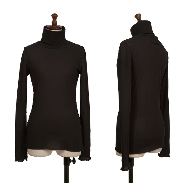 Jean Paul GAULTIER FEMME Piping Mesh Turtleneck T Shirt Black 40 K-173443_001