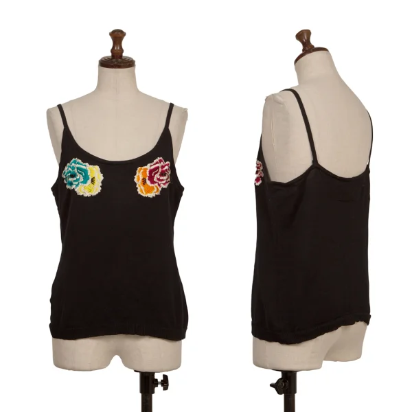 Jean Paul GAULTIER FEMME Rose Embroidered Camisole Black 40 K-173444_001