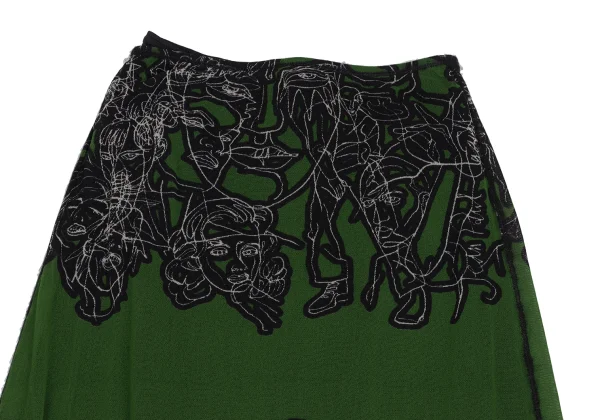 Jean Paul GAULTIER MAILLE FEMME Human Print Mesh Long Skirt K-173446_003