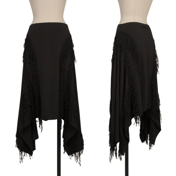 Jean Paul GAULTIER FEMME Fringe Draped Skirt  Black 42 K-173448_001