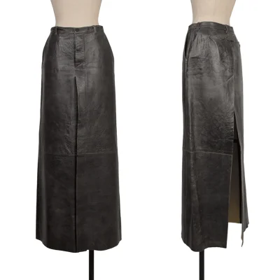 Jean Paul GAULTIER FEMME Crackle Processing Lamb Leather Skirt
