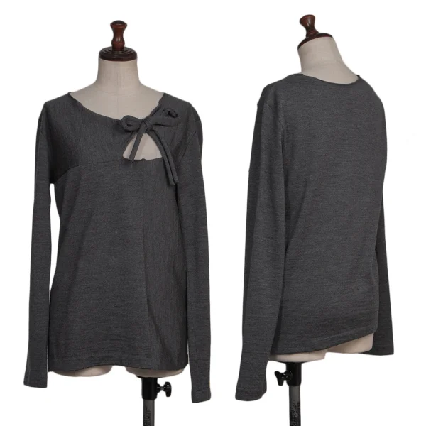 robe de chambre COMME des GARCONS Ribbon Detail Wool Knit Top Grey S-M K-173470_001