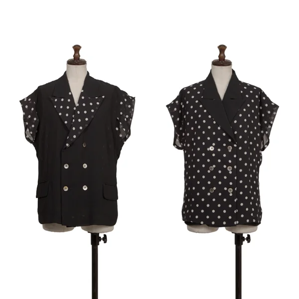 COMME des GARCONS Chiffon Dot French Sleeve Reversible Jacket Navy,White M K-173473_001