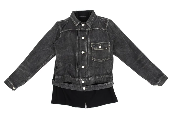 Yohji Yamamoto FEMME Knit Docking Spotted Horse Denim Jacket  K-173474_002