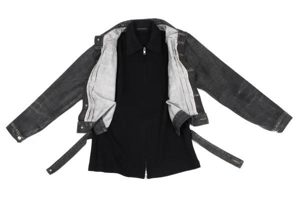 Yohji Yamamoto FEMME Knit Docking Spotted Horse Denim Jacket  K-173474_011