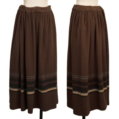 Y's Wool-blend Striped Knit Skirt 