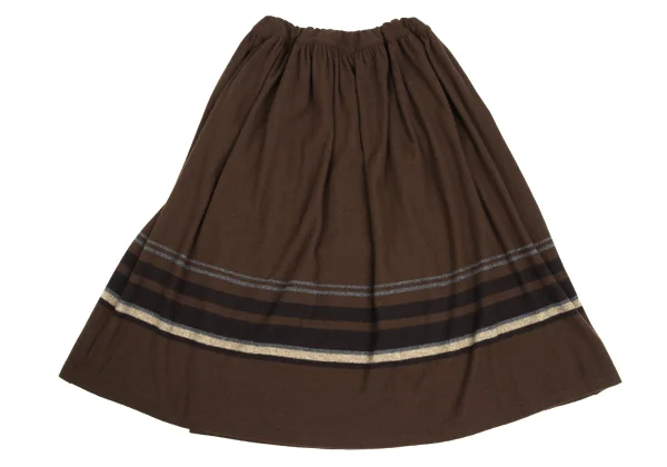 Y's Wool-blend Striped Knit Skirt  K-173484_010
