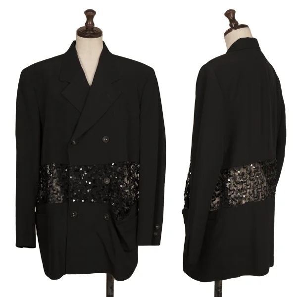COMME des GARÇONS Sequin-Embellished Sheer Panel Jacket Black M K-173485_001