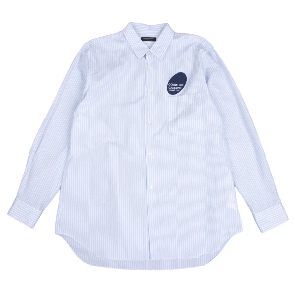 COMME des GARCONS HOMME PLUS Logo Printed Stripe Shirt Sky blue M-L K-173488_001