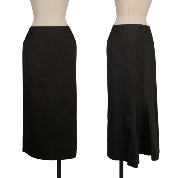 Yohji Yamamoto FEMME Cotton Curve Switching Skirt Black 1 K-173493_001
