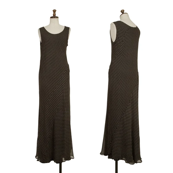 Yohji Yamamoto NOIR Pin-Dot Sheer Silk Dress Black,Ivory 2 K-173494_001