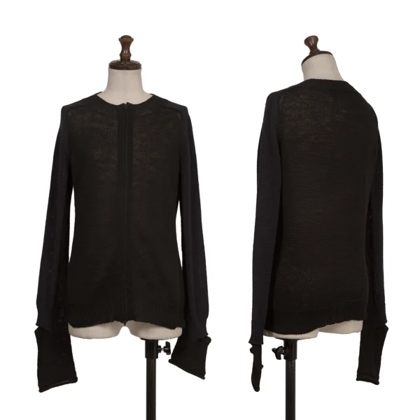 Y's Linen Blended Switching Zip Cardigan Black,Navy 3 K-173495_001