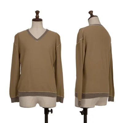 Y's Cotton Wool Inside-out V-neck Knit Top