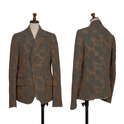 Y's Acrylic Blend Raw-Edge Jacquard Jacket
