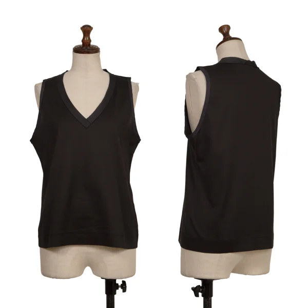 JIL SANDER NAVY Cotton V-neck Tank Top Black,Navy S K-173499_001