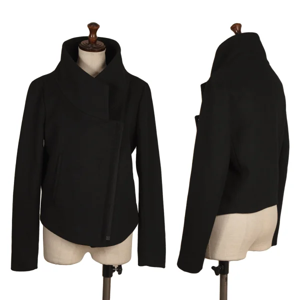 HELMUT LANG Melton Wool Zip Design Jacket Black S K-173501_001