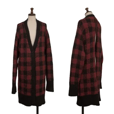 MARNI Alpaca Blend Check Back Slit Cardigan