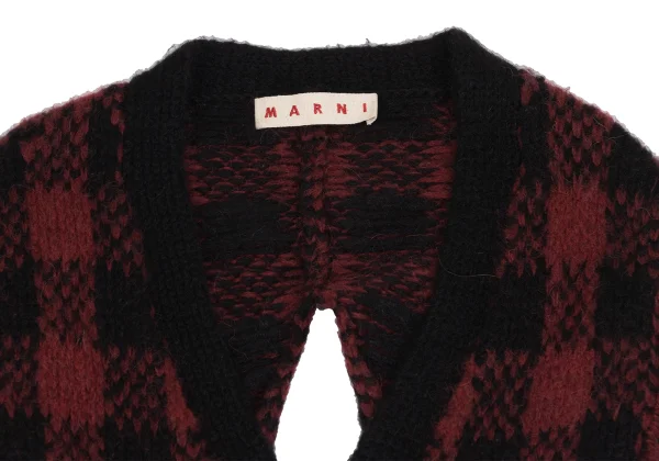 MARNI Alpaca Blend Check Back Slit Cardigan K-173504_004