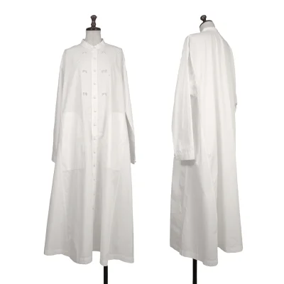 ISSEY MIYAKE HaaT Embroidered Design Band Collar Shirt Dress