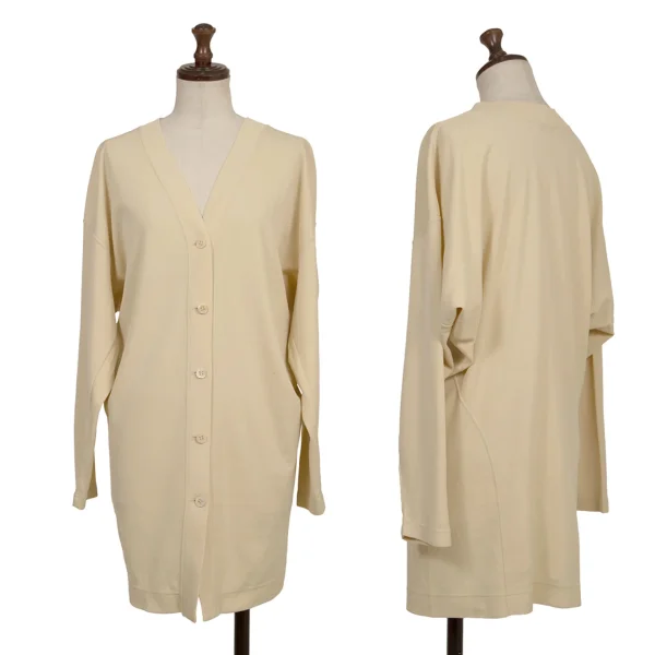 ISSEY MIYAKE PERMANENTE Curved Switching Stretch Cardigan Beige M K-173521_001