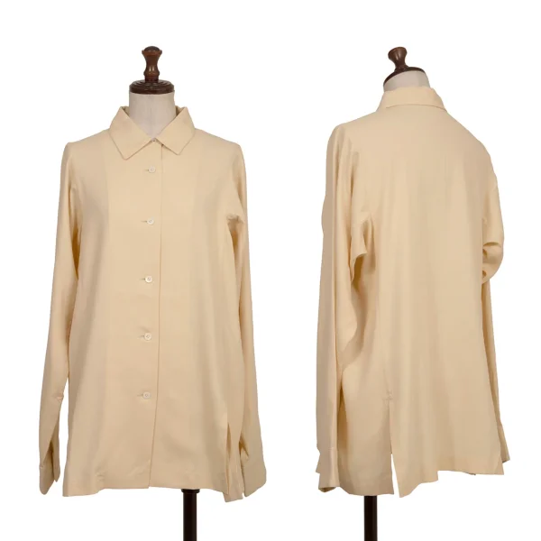 ISSEY MIYAKE PERMANENTE Slit Open-collar Shirt Beige 2 K-173523_001