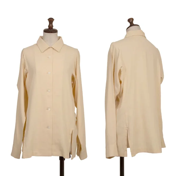 ISSEY MIYAKE PERMANENTE Slit Open-collar Shirt Beige 2 K-173524_001