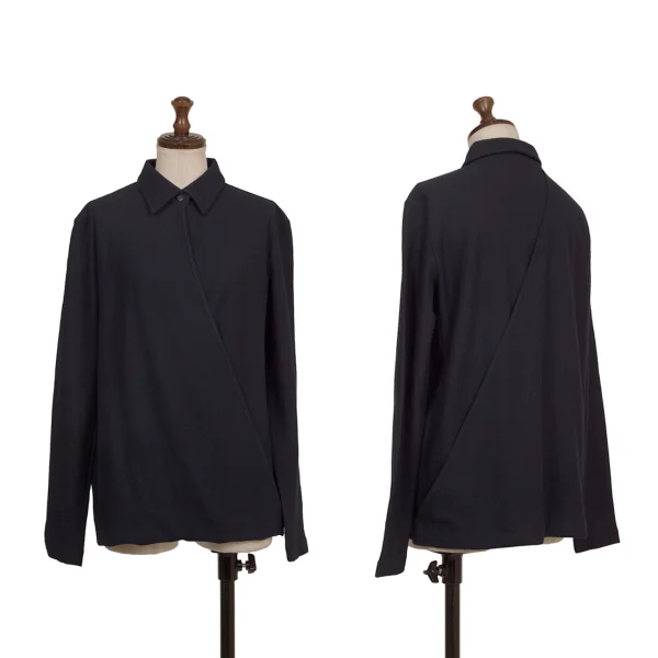 ISSEY MIYAKE PERMANENTE Wool Wrap Design Top Navy 2 K-173527_001