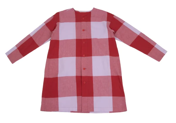 Plantation Block Check Collarless Shirt Tunic K-173534_002