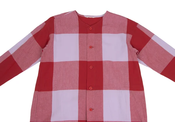 Plantation Block Check Collarless Shirt Tunic K-173534_003