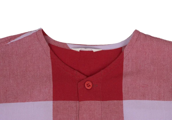 Plantation Block Check Collarless Shirt Tunic K-173534_004
