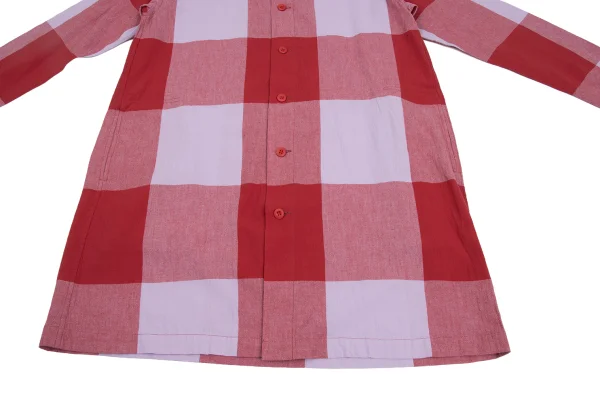 Plantation Block Check Collarless Shirt Tunic K-173534_008