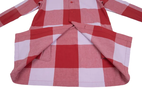 Plantation Block Check Collarless Shirt Tunic K-173534_010