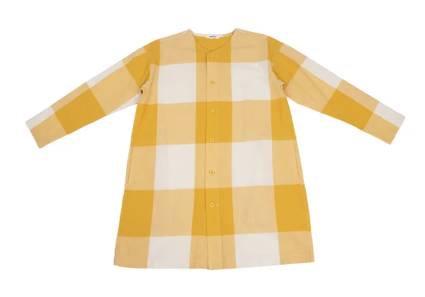 Plantation Block Check Collarless Shirt Tunic K-173535_002