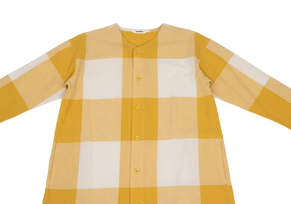 Plantation Block Check Collarless Shirt Tunic K-173535_003