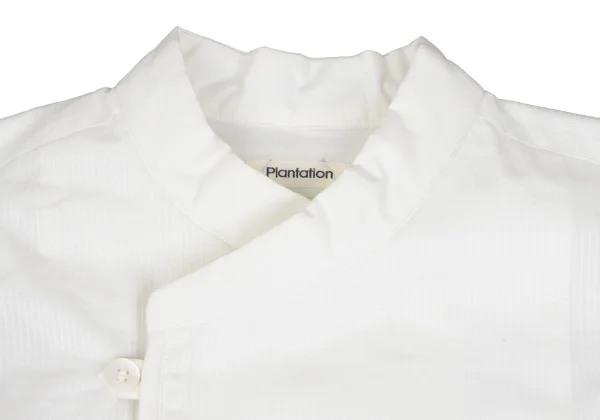 Plantation Stitch Design Band-collar Double-breasted Jacket K-173536_006