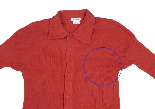 Plantation Dyed Cotton Linen Wrinkled Pleats Big-collar Shirt K-173538_003