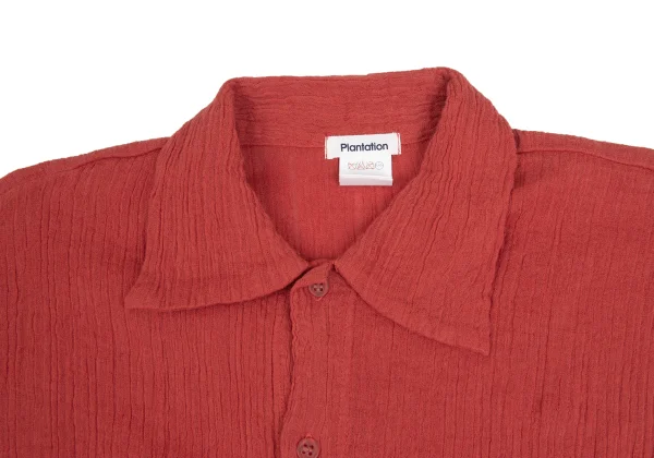 Plantation Dyed Cotton Linen Wrinkled Pleats Big-collar Shirt K-173538_005